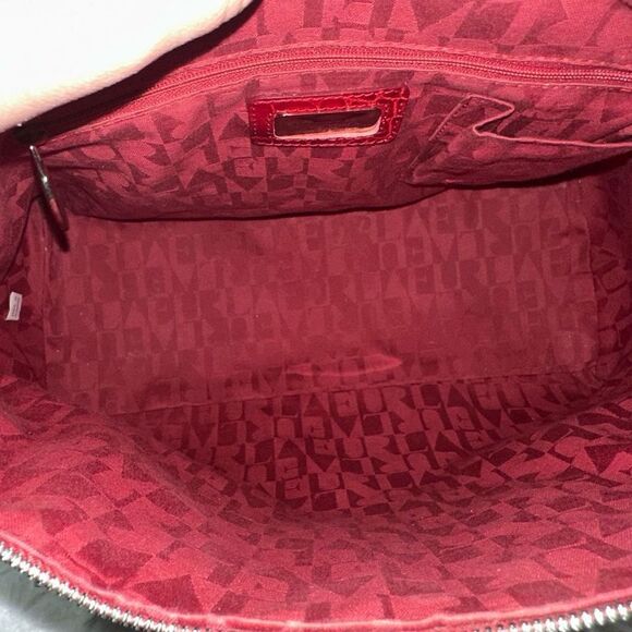 FURLA Ischia Red Cherry Croco Embossed Leather Dome Handbag Zip Top large - Picture 8 of 13